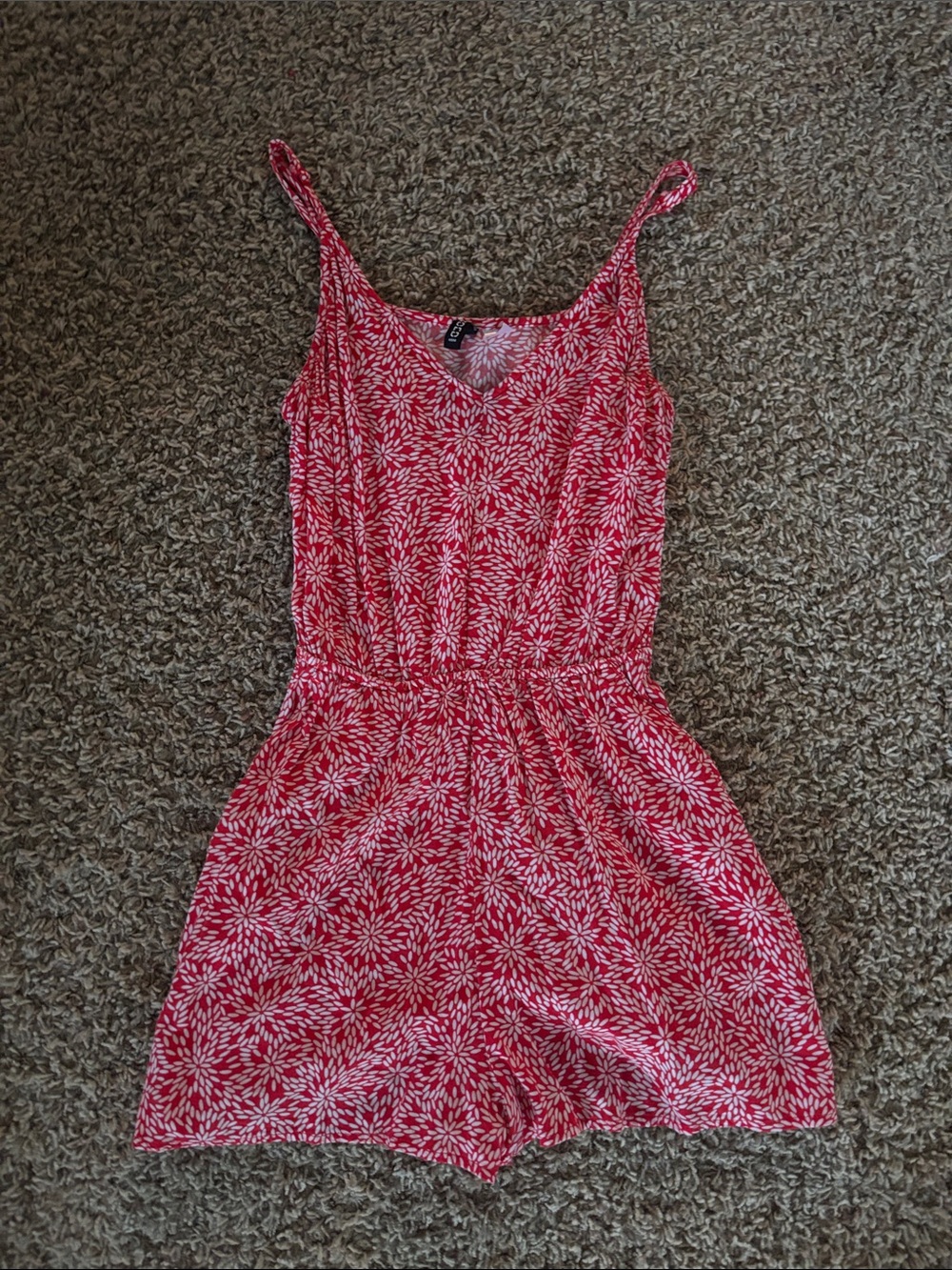Worn Once Divided Red Floral Mini Dress Romper